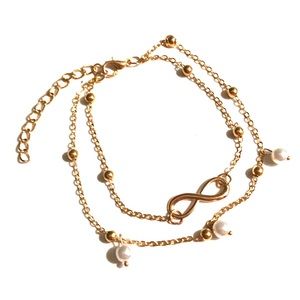 Infinity Anklet with Pearl Beads